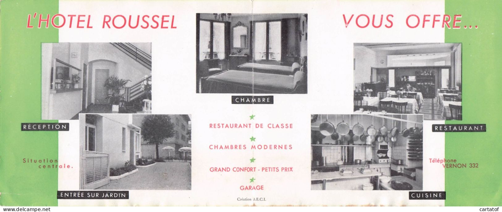 HOTEL ROUSSEL . VERNON .  LA NORMANDIE - Hotelsleutels (kaarten)