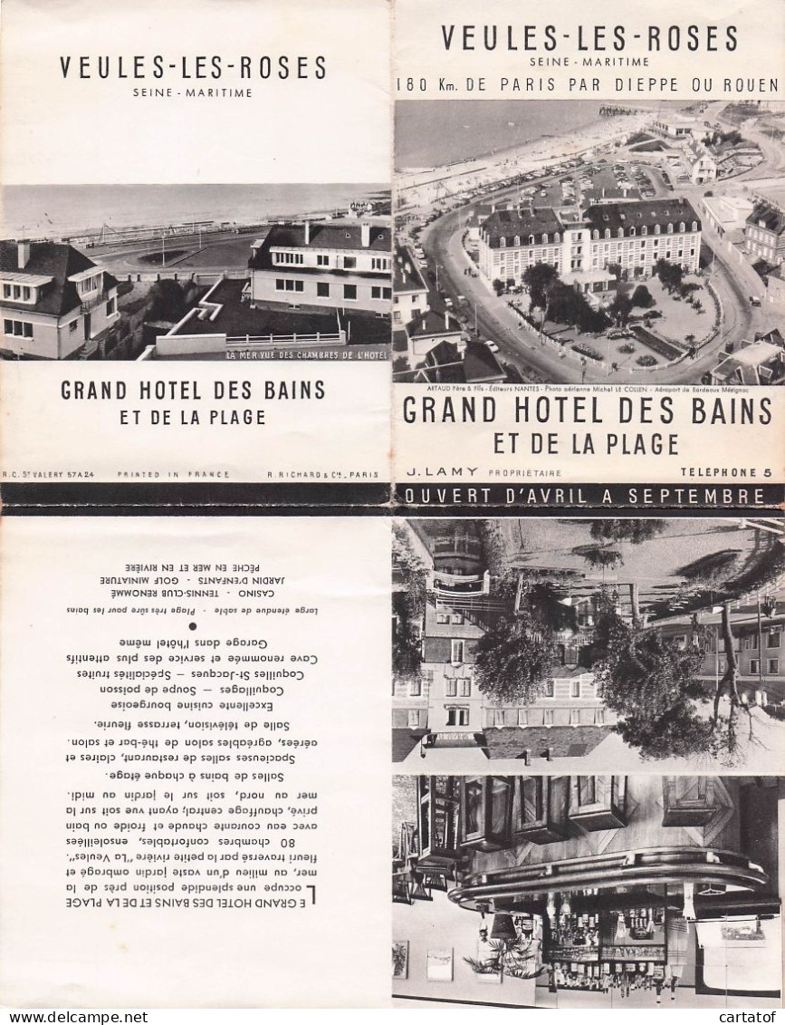 GRAND HOTEL DES BAINS à VEULES LES ROSES - Cartes D'hotel