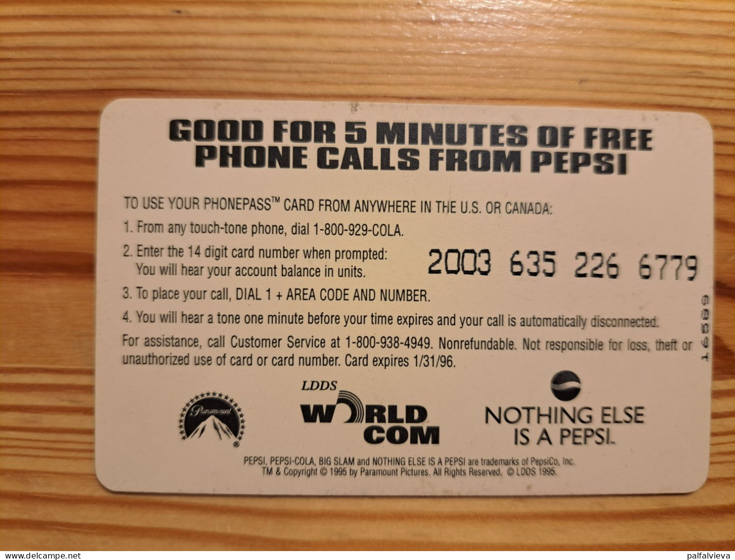Prepaid Phonecard USA, LDDS World Com - Monkey, Pepsi - Other & Unclassified
