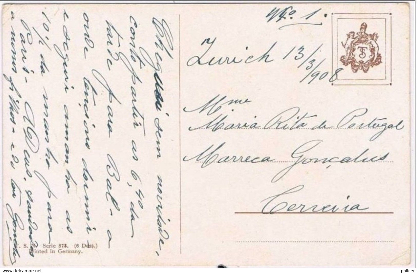 Post Card, 1908, Senhora A Bordar Na Varanda - Brodées