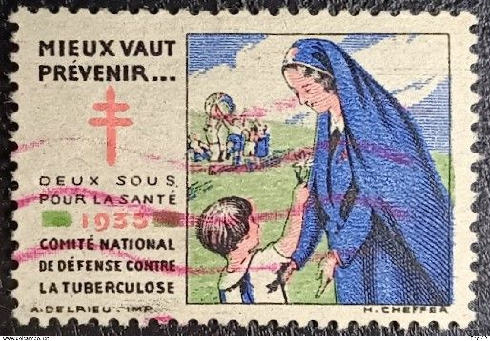France Antituberculeux 1935 "Mieux Vaut Prévenir" Cachet Rouge... - Tegen Tuberculose