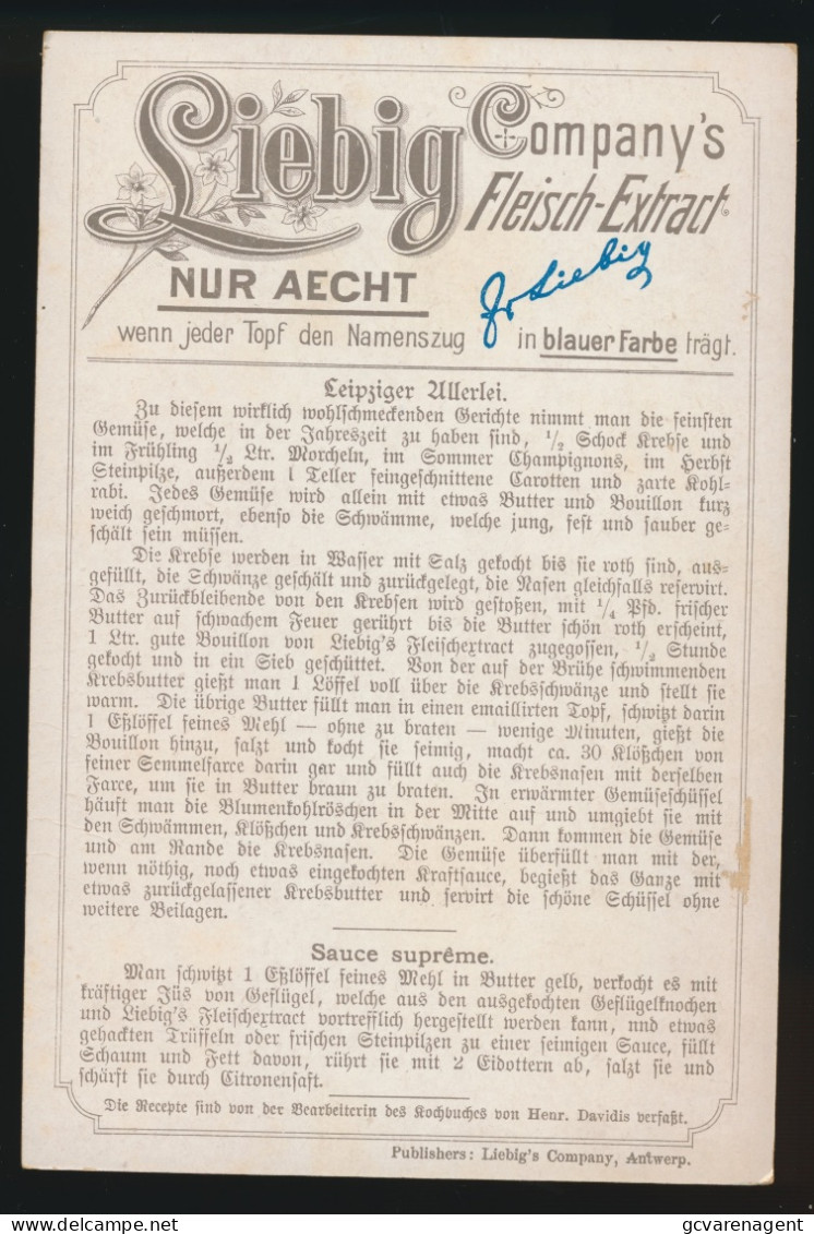 LIEBIG MENU GERMAN - DEN GÄSTEN GEWIDMET - RITTER VOM MESSER. 165 X 100 MM. LOOK SCANS - Liebig