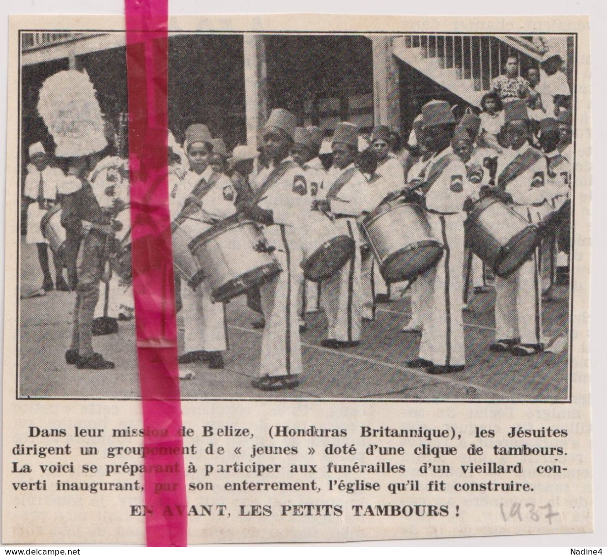 Belize Honduras - Les Petits Tambours - Orig. Knipsel Coupure Tijdschrift Magazine - 1937 - Non Classés