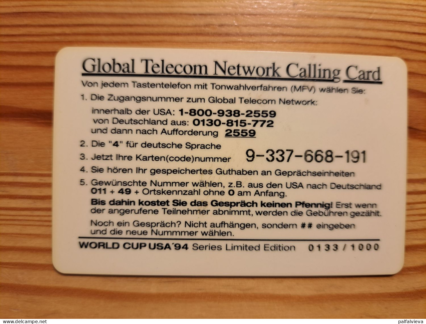 Prepaid Phonecard USA, Global Telecom Network - Football World Cup, Argentine - Andere & Zonder Classificatie