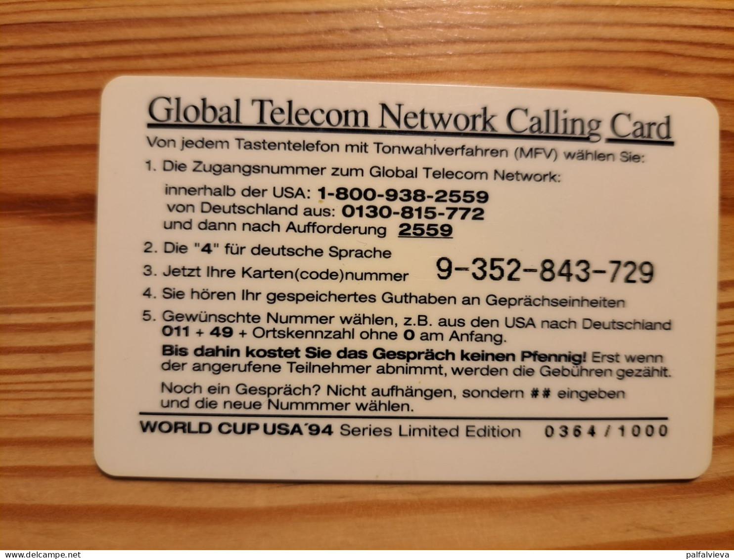 Prepaid Phonecard USA, Global Telecom Network - Football World Cup, Mexico - Sonstige & Ohne Zuordnung