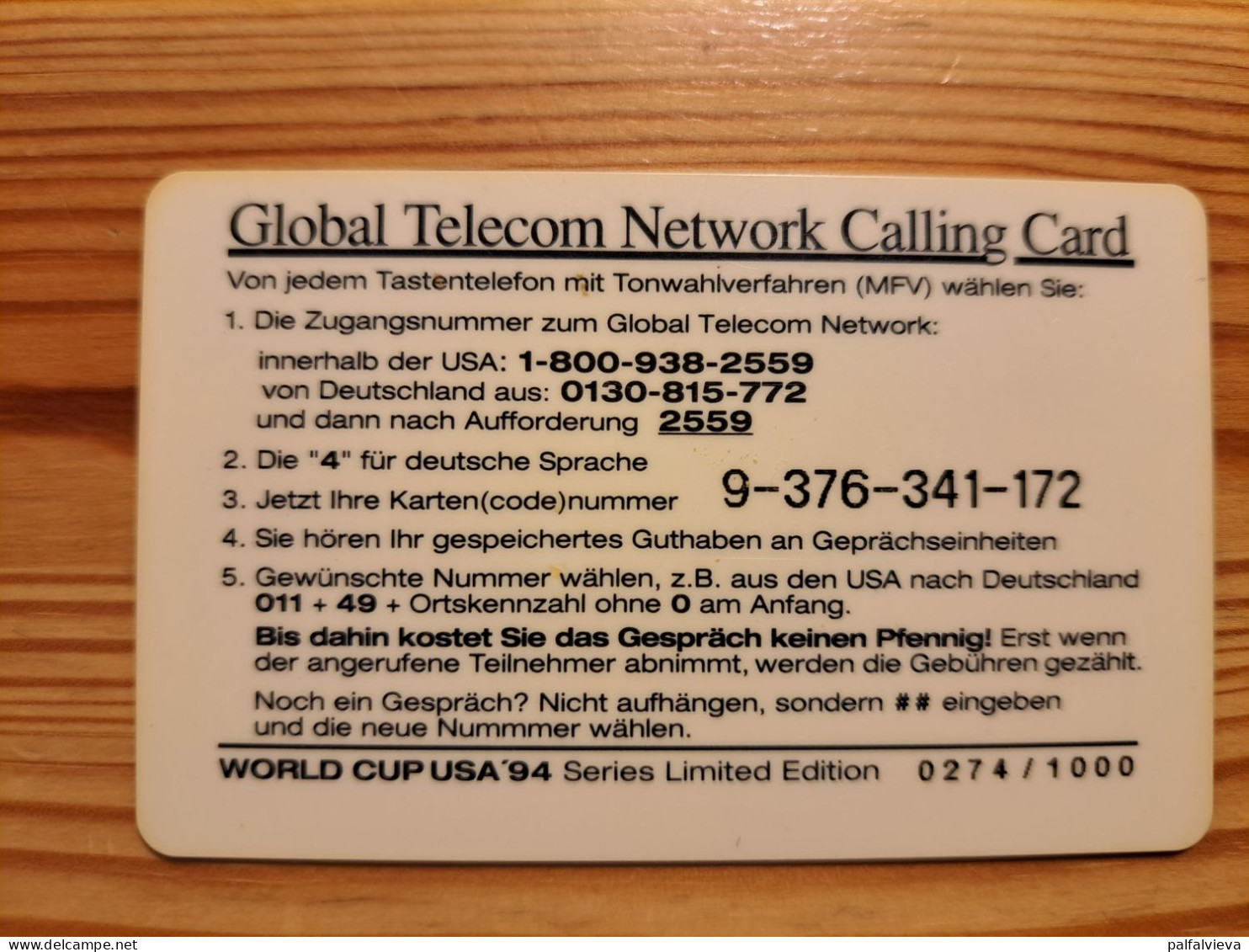 Prepaid Phonecard USA, Global Telecom Network - Football World Cup, Nigeria - Autres & Non Classés