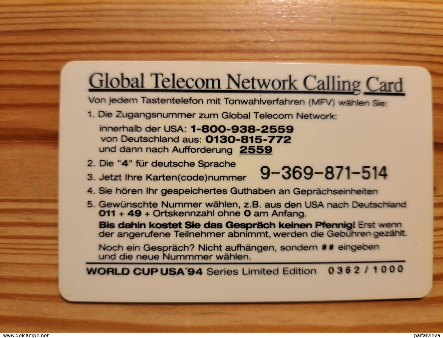 Prepaid Phonecard USA, Global Telecom Network - Football World Cup, Norway - Otros & Sin Clasificación