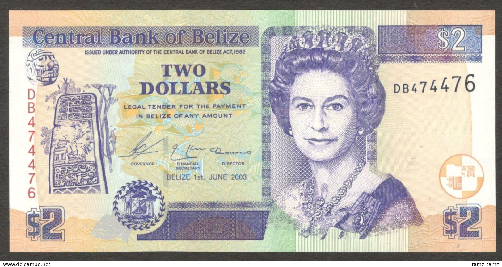 Belize 2 Dollars Queen Elizabeth II P-66 2003 UNC - Belice