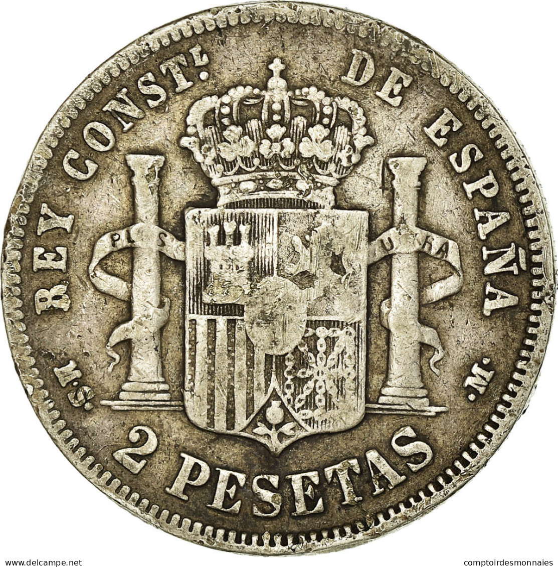 Monnaie, Espagne, Alfonso XII, 2 Pesetas, 1882, Madrid, TB, Argent, KM:678.2 - Eerste Muntslagen