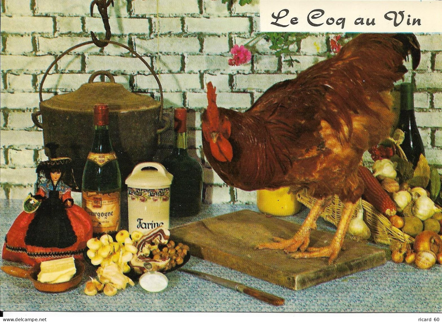 Cpsm Neuve Gastronomie Française, Recette , Le Coq Au Vin - Recipes (cooking)