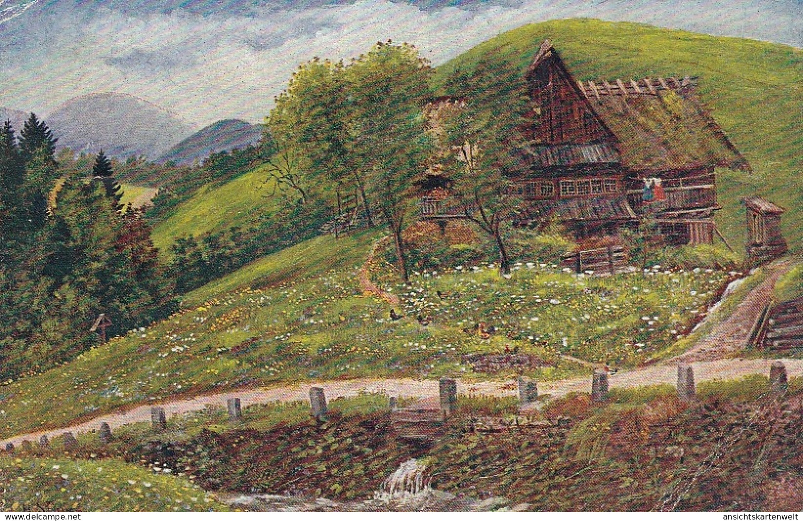 De PERTHES, Am Wiesenbach (Schwarzwald) Gl1918 #E0478 - Pintura & Cuadros