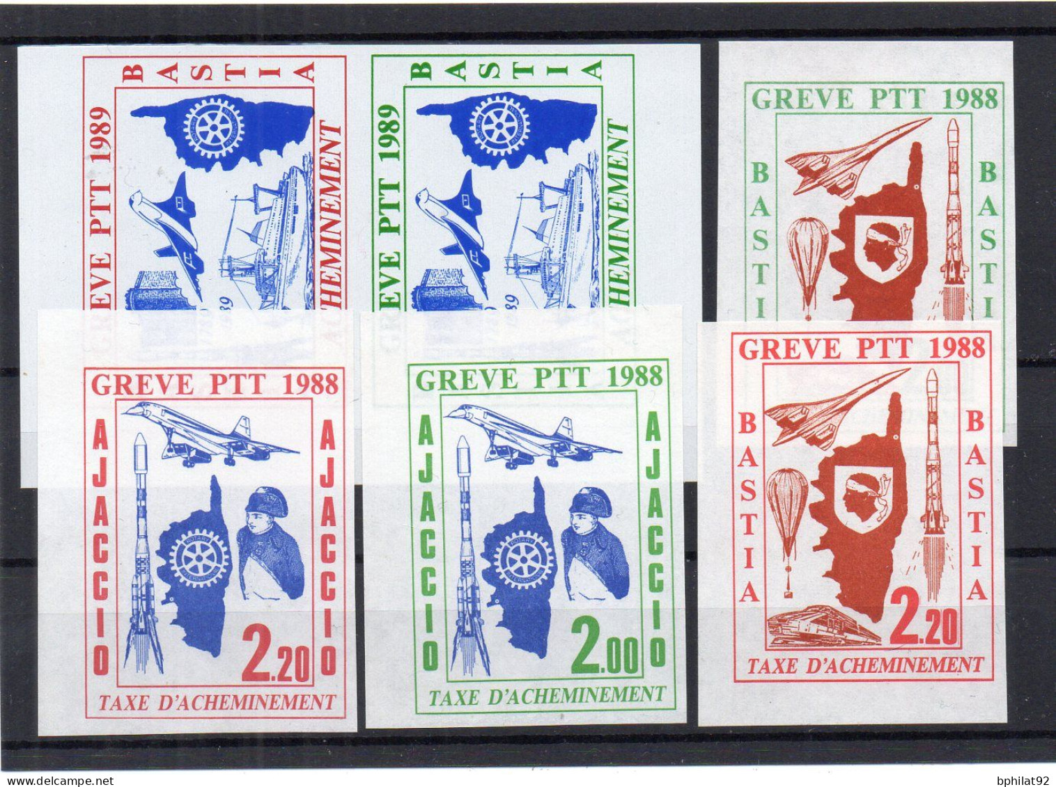 !!! GREVE DE CORSE, VIGNETTES GREVE PTT DE 1988 ET 1989 AJACCIO NEUVES SANS GOMME - Stamps