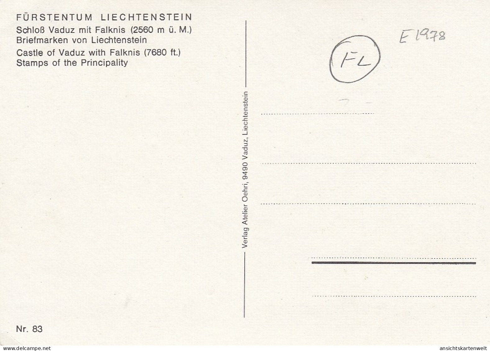 Liechtenstein Schloß Vaduz Mit Falknis Und Briefmarken Ngl #E1978 - Liechtenstein