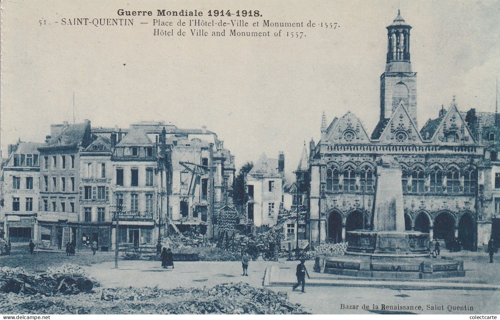 SAINT QUENTIN     (Guerre 1914  1918)  Place De L Hotel De Ville - Saint Quentin