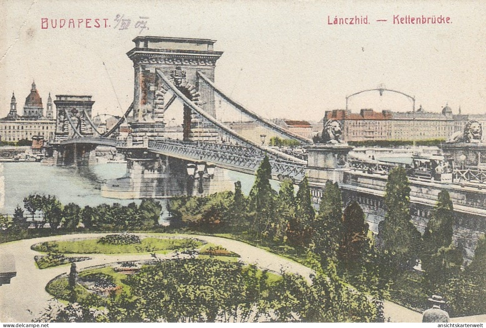 Budapest, Kettenbrücke Glum 1910? #E2004 - Hongarije