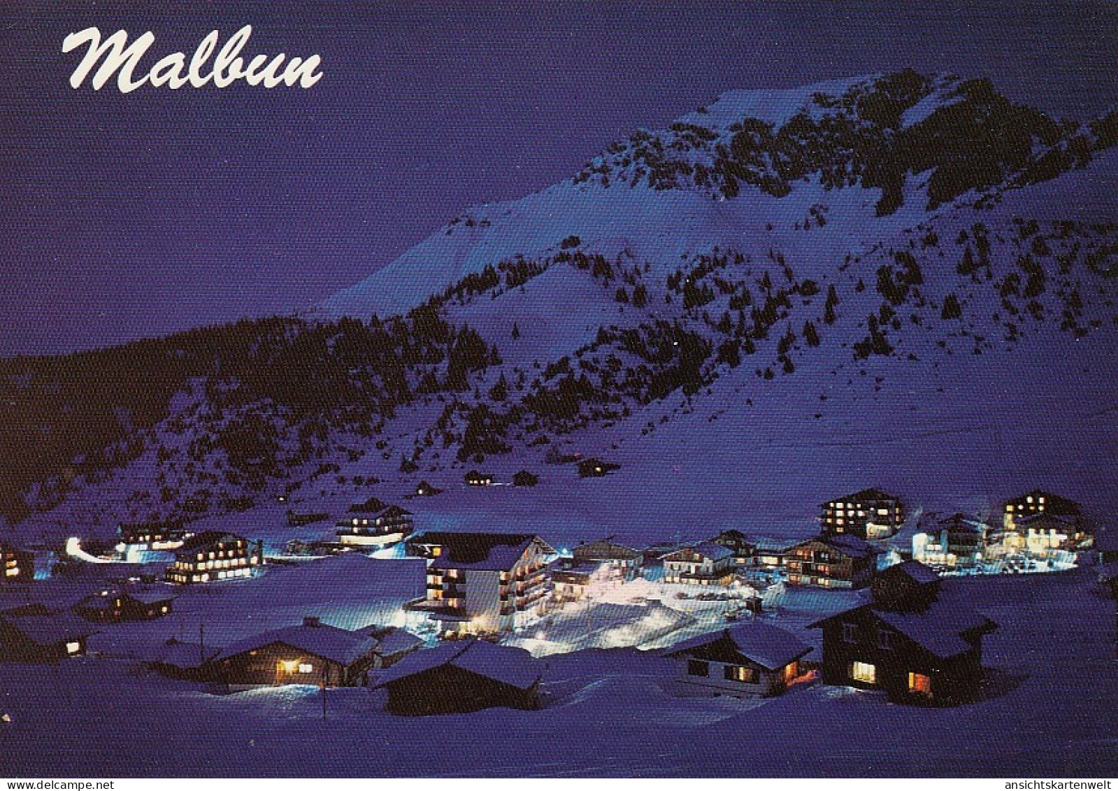 Liechtenstein, Malbun Mit Ochsenkopf Bei Nacht Ngl #E2548 - Liechtenstein
