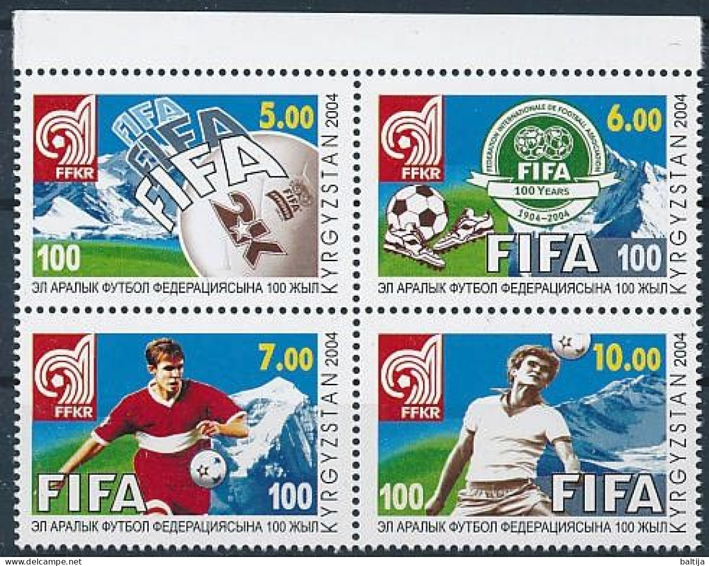 Mi 390-393 ** MNH / 100 Years Of The International Football Association, FIFA - Kirghizistan