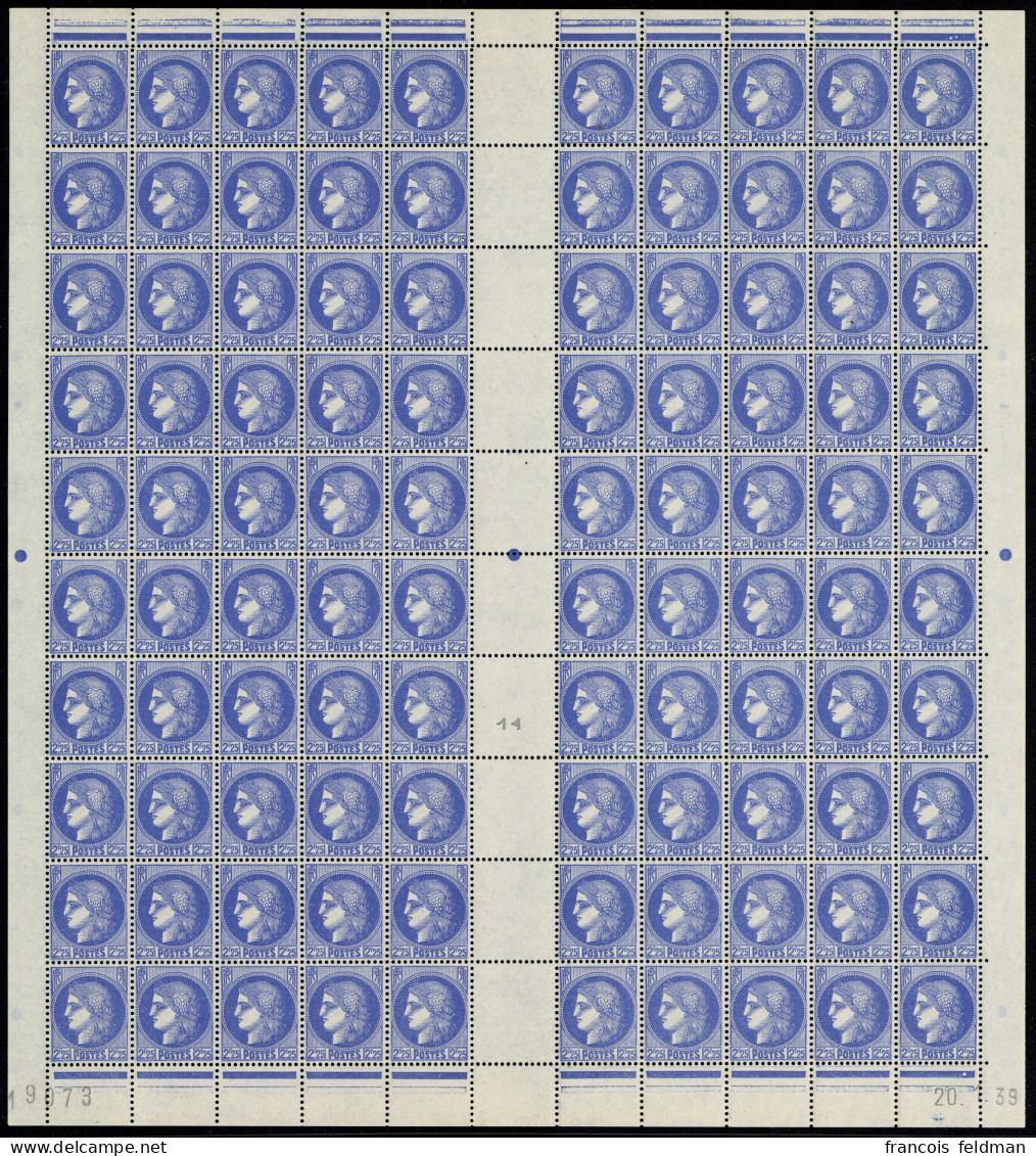 Neuf Sans Charnière N° 374, 2F25 Cérès Outremer En Feuille Complète De 100 Exemplaires, TB - Photo WEB - Other & Unclassified