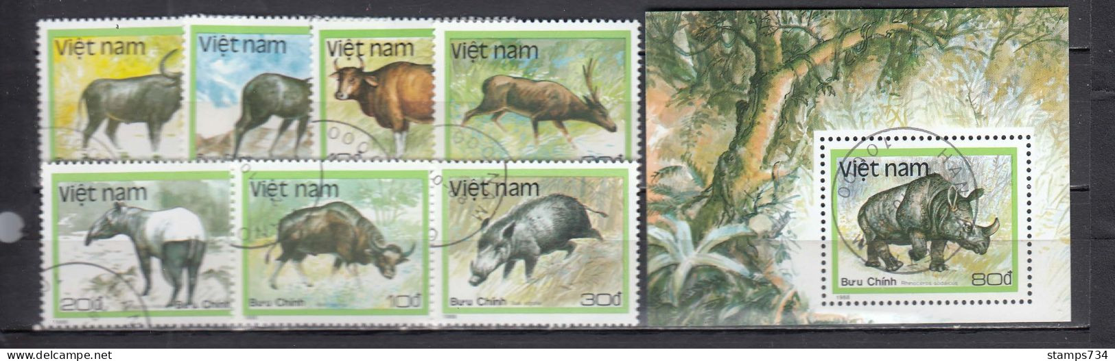 Vietnam 1988 - Animals, Mi-Nr. 1981/87+Bl. 66, Used - Vietnam