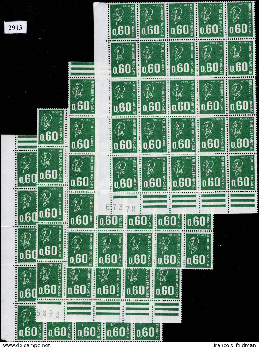 Neuf Sans Charnière N° 1814a, 60c Vert Sans Phosphore X 100 Ex. (4 Blocs De 25 Ex.), TB - Autres & Non Classés