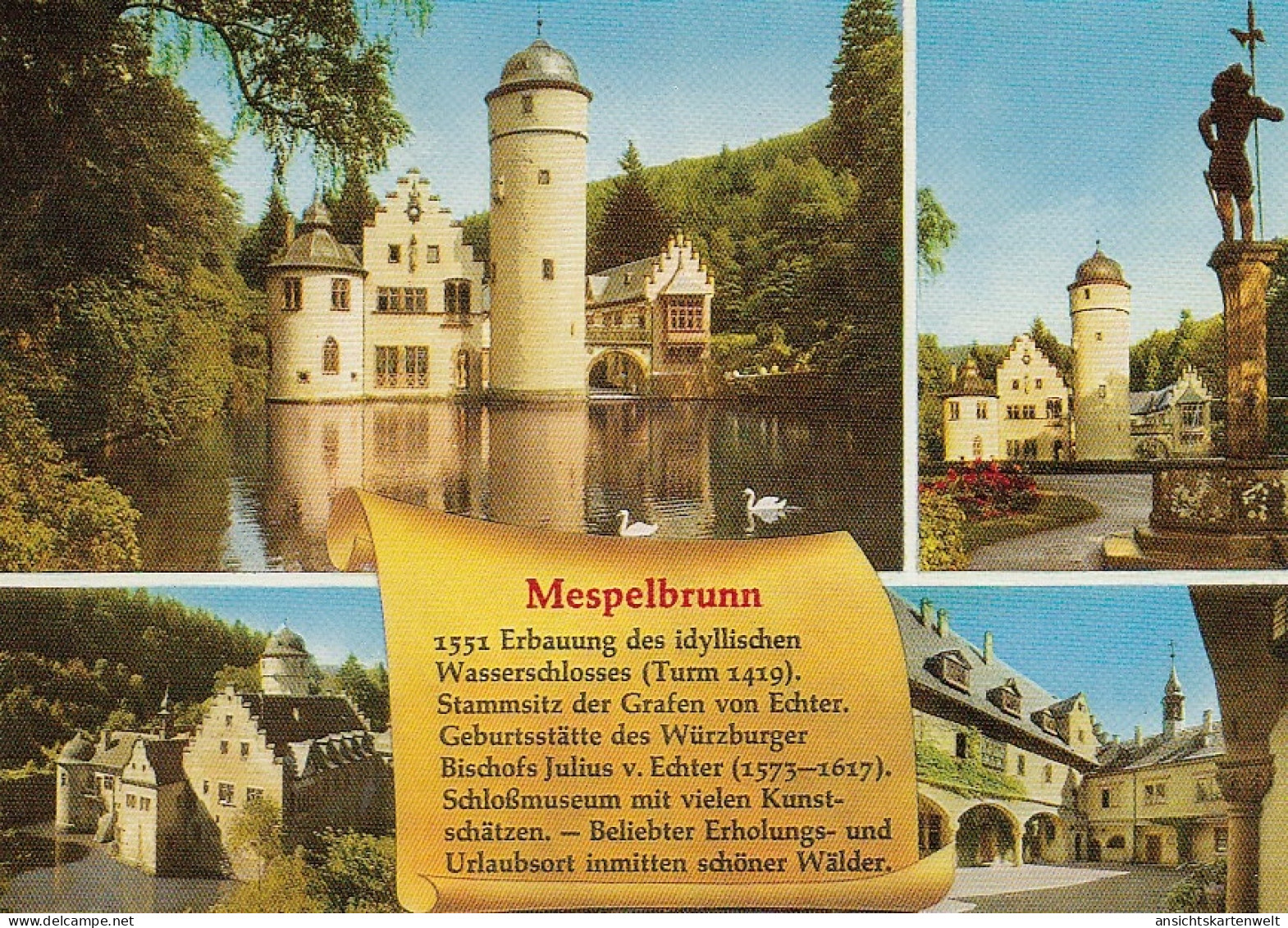 Schloß Mespelbrunn, Spessart,Mehrbildkarte Mit Historie Ngl #E5052 - Sculpturen