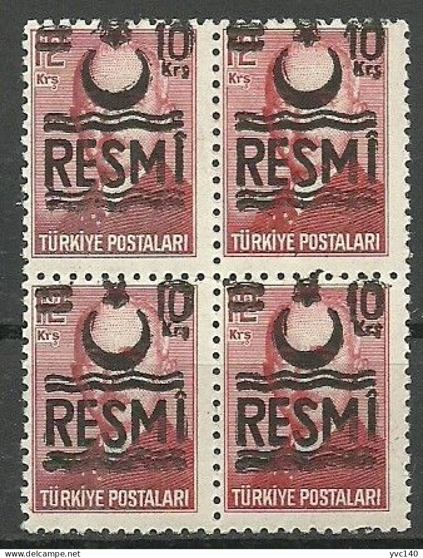 Turkey; 1957 Official Stamp 10 K. ERROR "Sloppy Overprint" - Dienstmarken