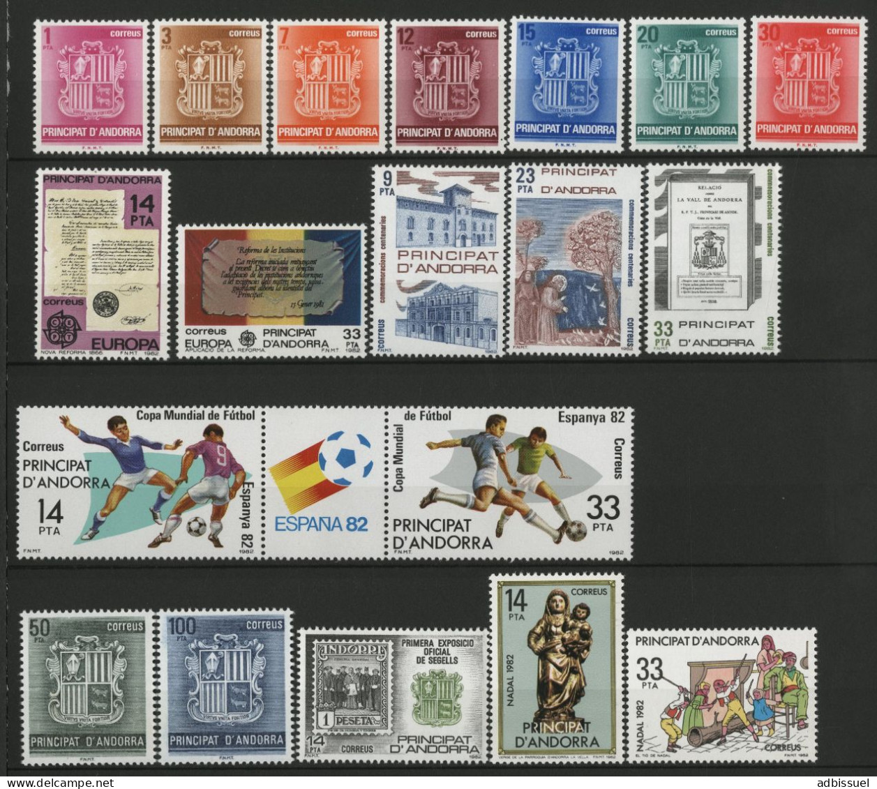 ANDORRE ESPAGNOL 1982 ANNEE COMPLETE N° 139 à 157 NEUFS ** (MNH). TB - Unused Stamps
