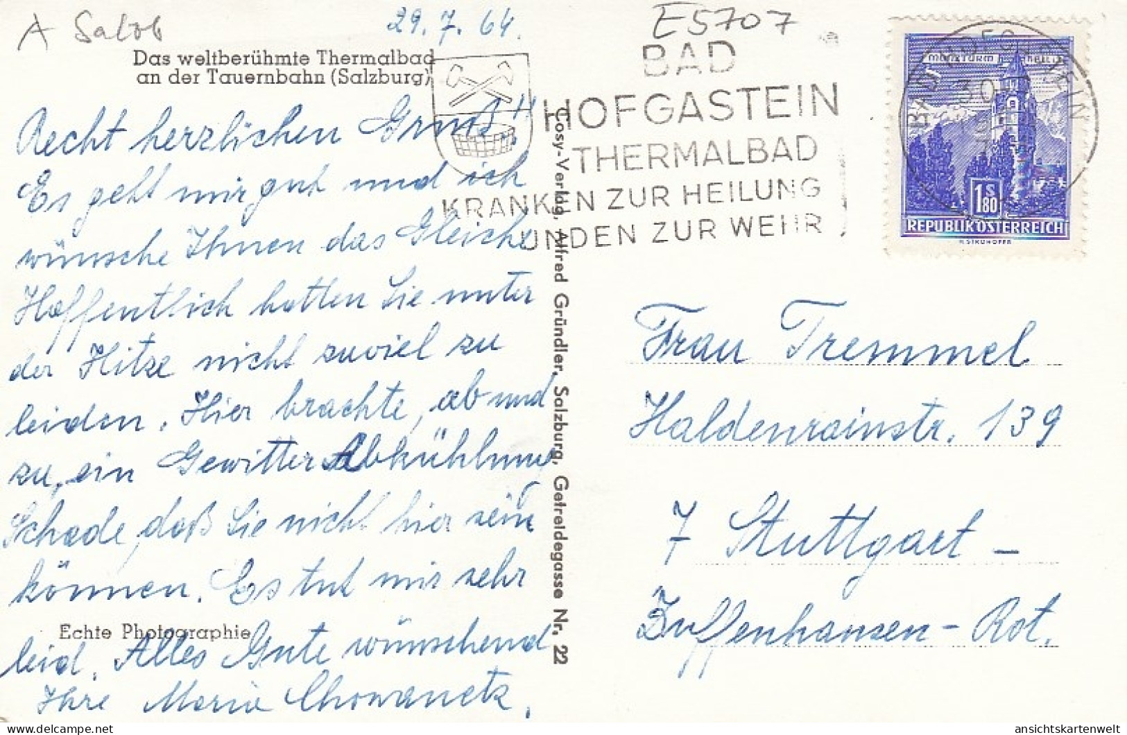 Bad Hofgastein Panorama Gl1964 #E5707 - Andere & Zonder Classificatie