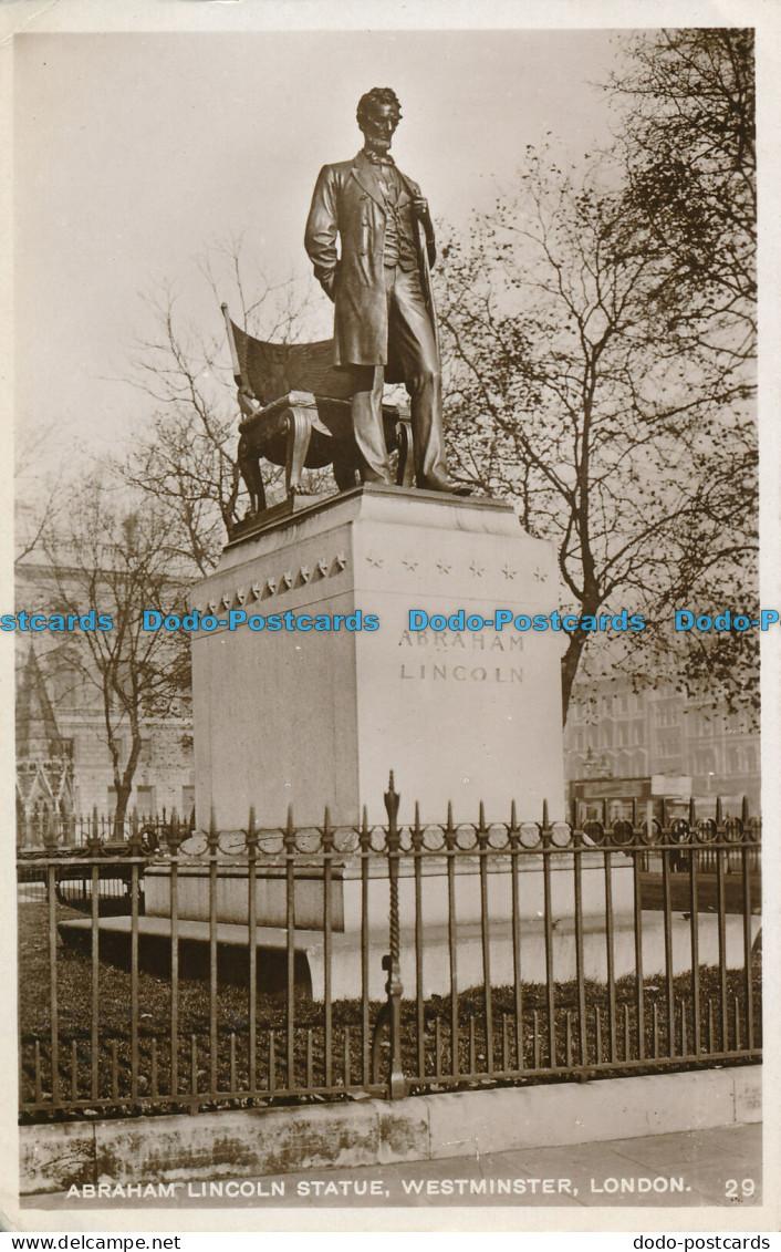 R029637 Abraham Lincoln Statue. Westminster. London. RP. 1930 - Otros & Sin Clasificación