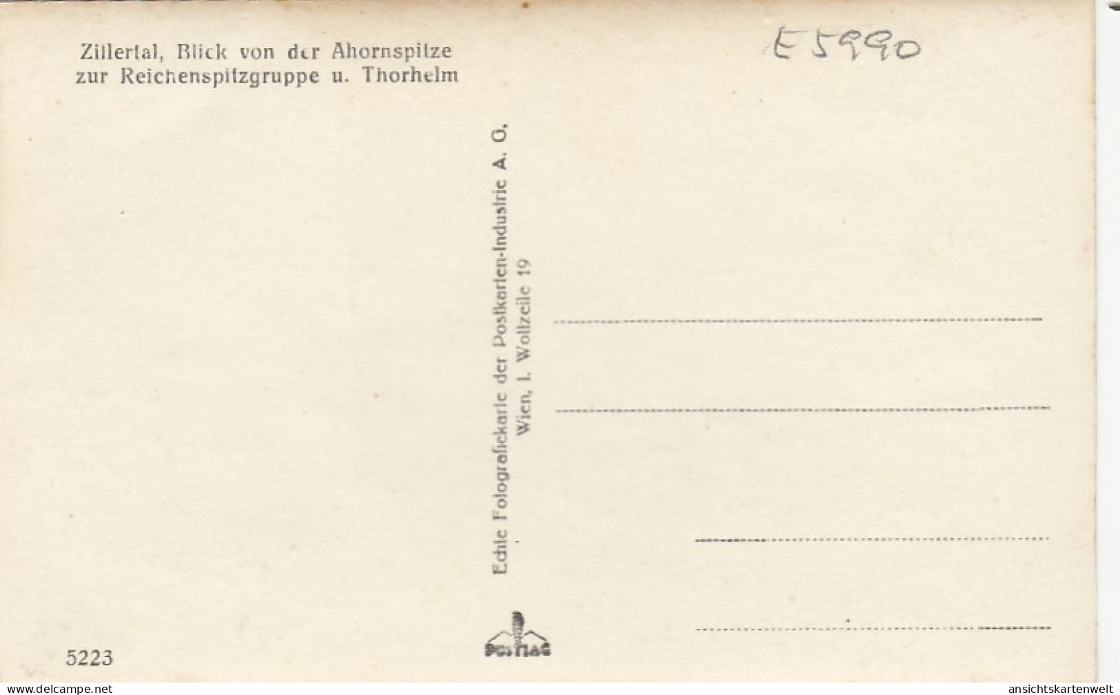 Blick Von Der Ahornspitze G. Reichenspitze U.Thorhelm Im Zillertal Ngl #E5990 - Andere & Zonder Classificatie