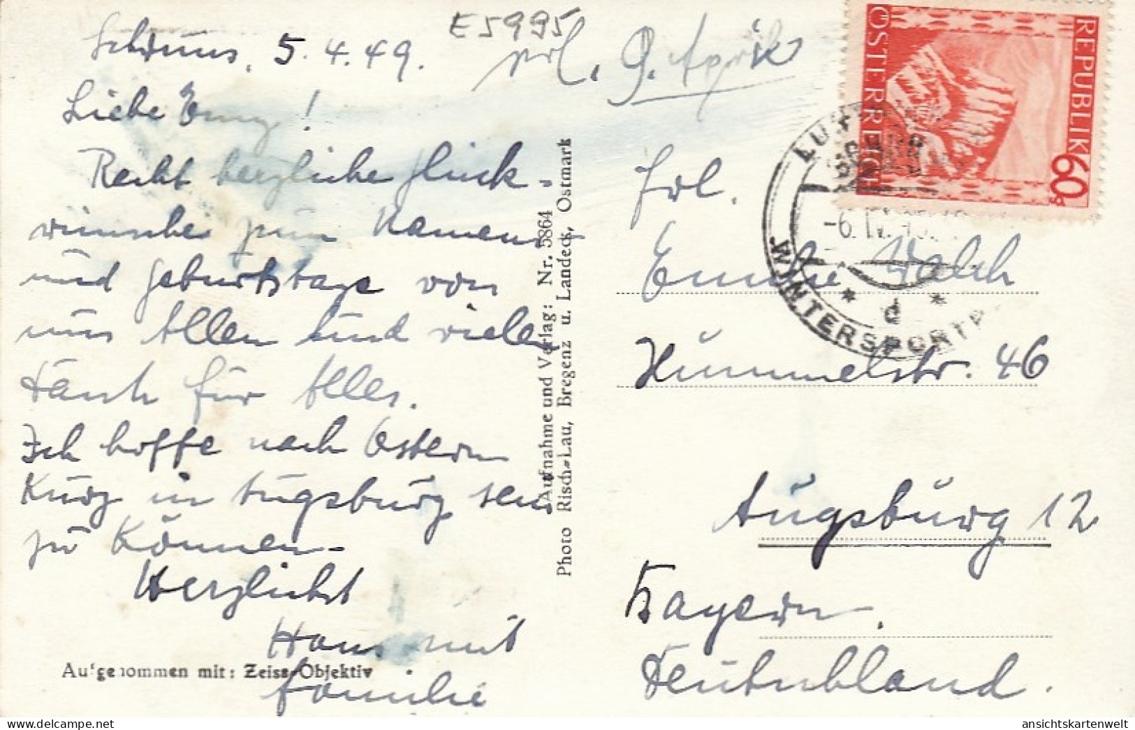 Rischlau, Bregenz, Vorarlberg Gl1949 #E5995 - Andere & Zonder Classificatie