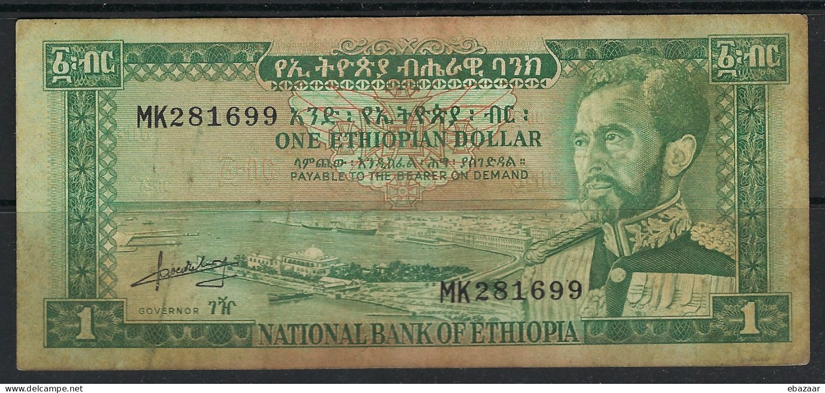 Ethiopia 1966 Banknote 1 Ethiopian Dollar P-25 Circulated - Aethiopien