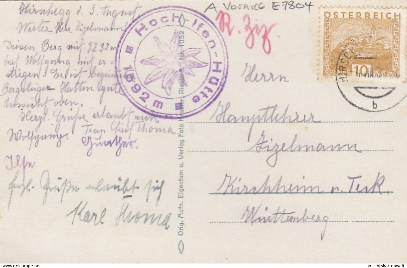 Hirschegg, Kleinwalsertal, Hoch Ifer Gl1931 #E7804 - Other & Unclassified