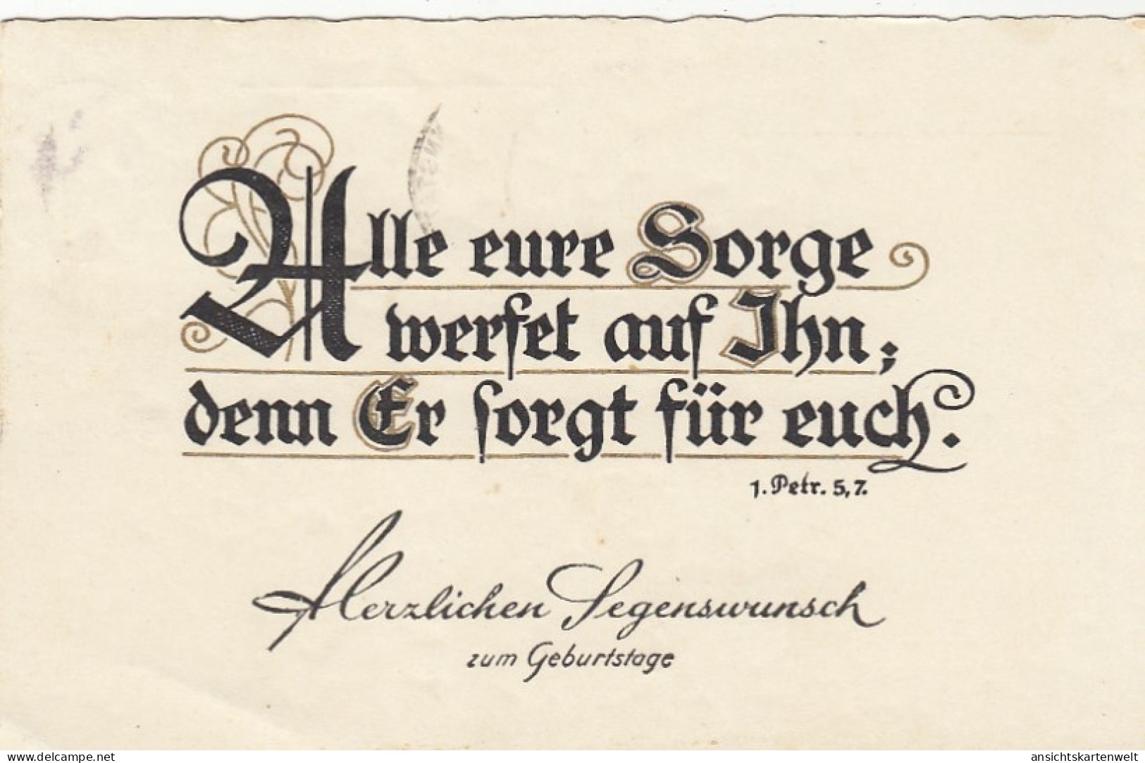 Alle Eure Sorge Werfet Auf Ihn ... 1.Petr. 5,7 Gl1935 #E7394 - Other & Unclassified