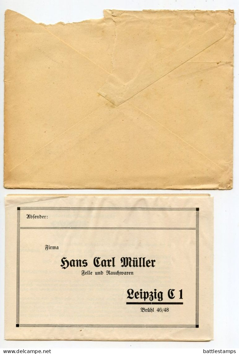Germany 1939 3pf. Meter Cover & Postcard W/ Fur Catalog; Leipzig - Hans Carl Müller, Felle Und Rauchwaren & RAVAG - Machines à Affranchir (EMA)