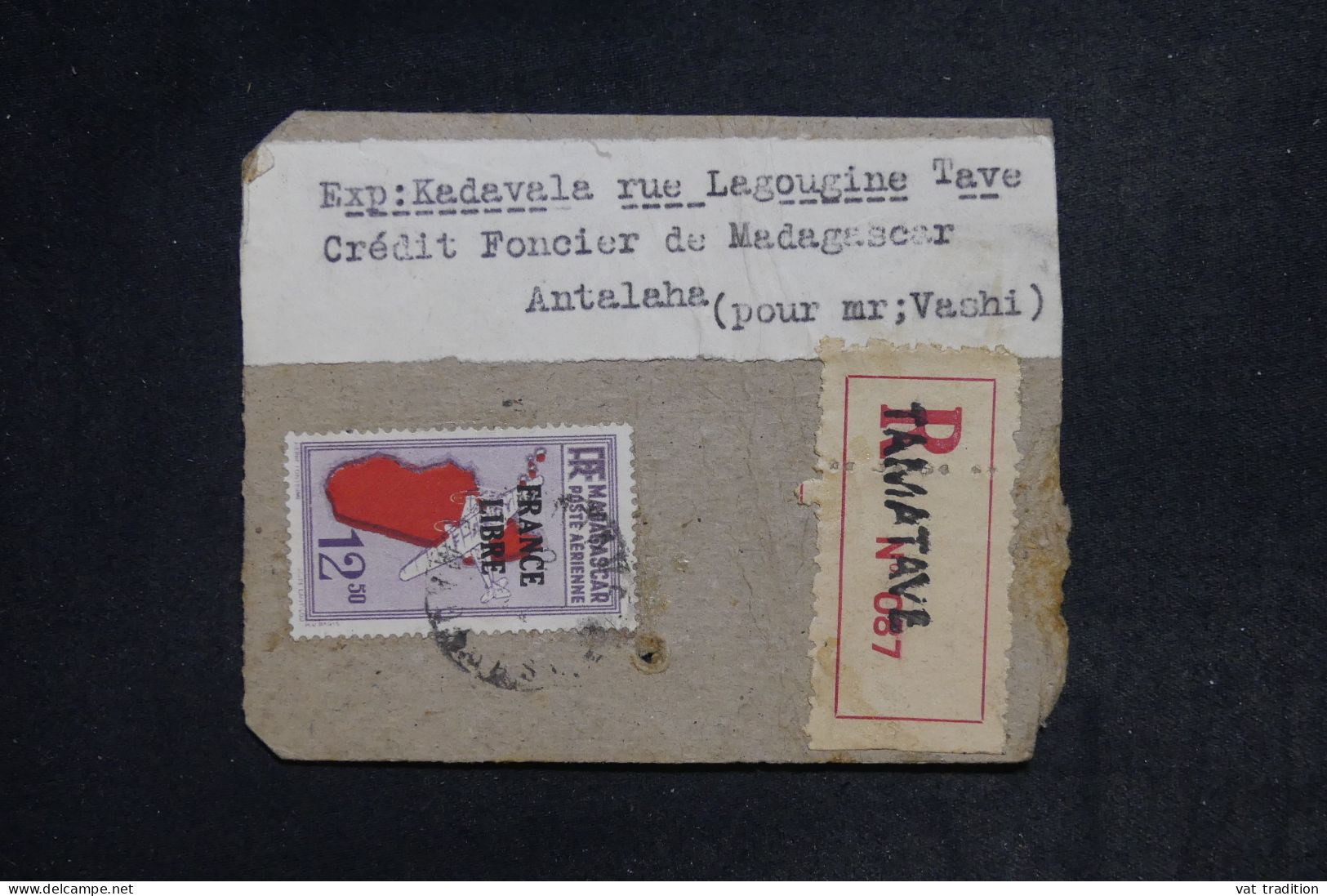 MADAGASCAR - France Libre Sur étiquette De Colis En Recommandé De Tamatave - L 152411 - Brieven En Documenten