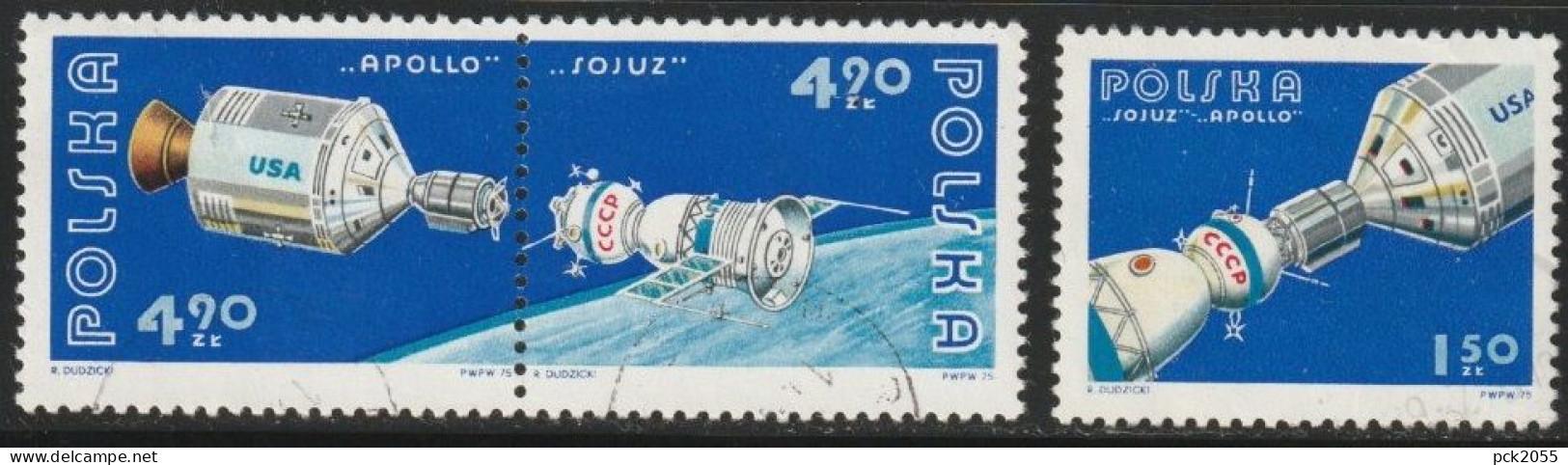 Polen 1975 Mi-Nr.2386 - 2388  O Gestempelt Amerikanisch-sowjetisches Raumfahrtunternehmen Apollo-Sojus (B2877 ) - Oblitérés