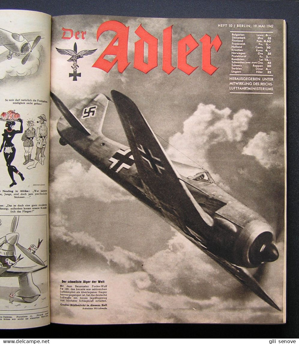Der Adler Original WW2 German Luftwaffe Magazines In Folio Collection 1942 - Autres & Non Classés