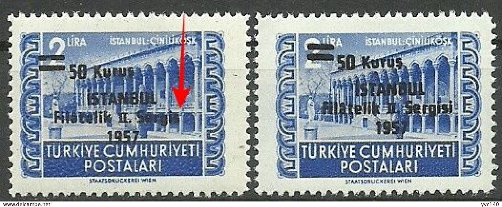 Turkey; 1957 Surcharged Commemorative Stamp For Istanbul Philately Exhibition ERROR "Missing Surcharge" - Ongebruikt