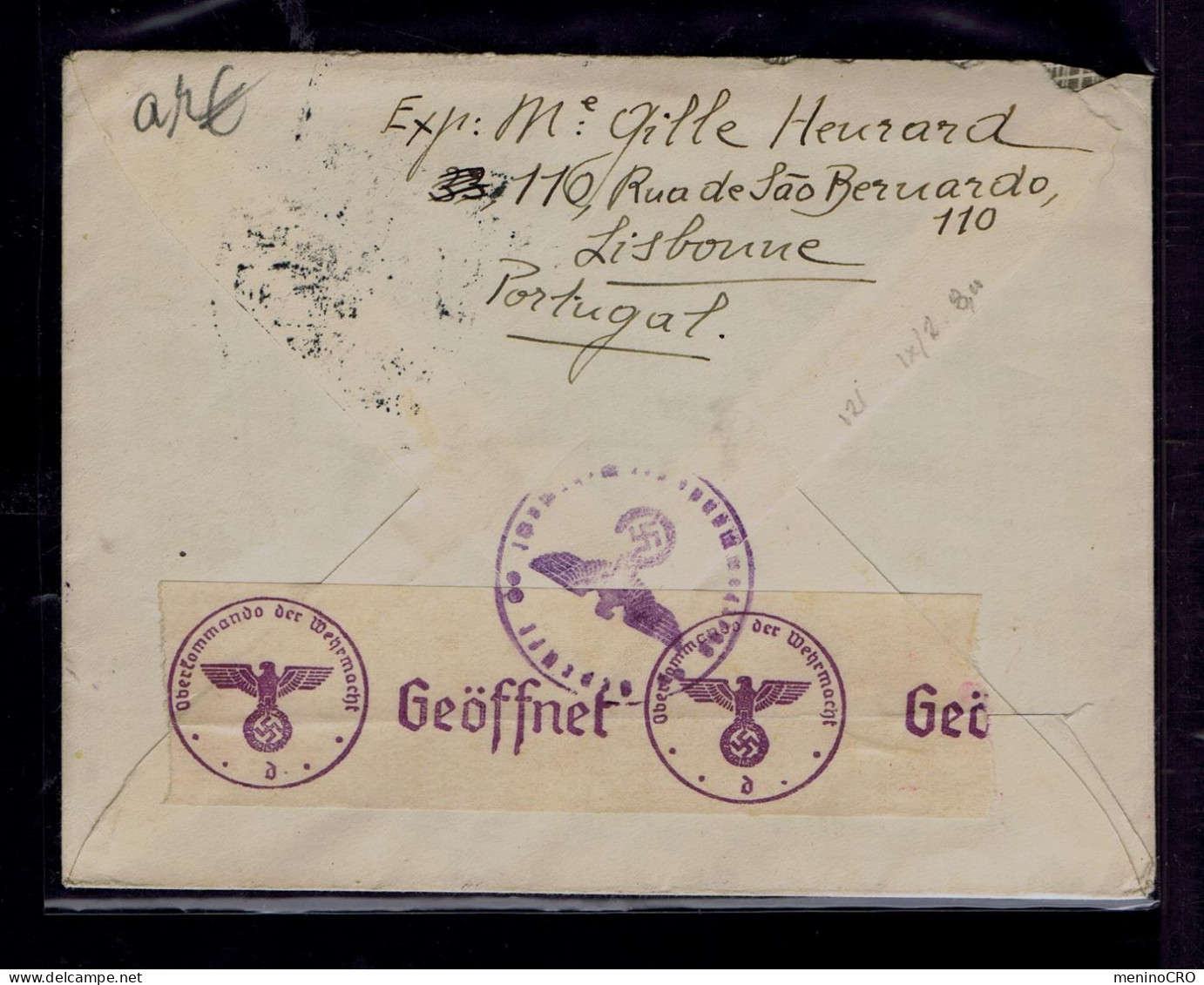 Gc8565 PORTUGAL "1941! Stamped Censored Cover" Mailed Lisboa »Bruxelles - Storia Postale