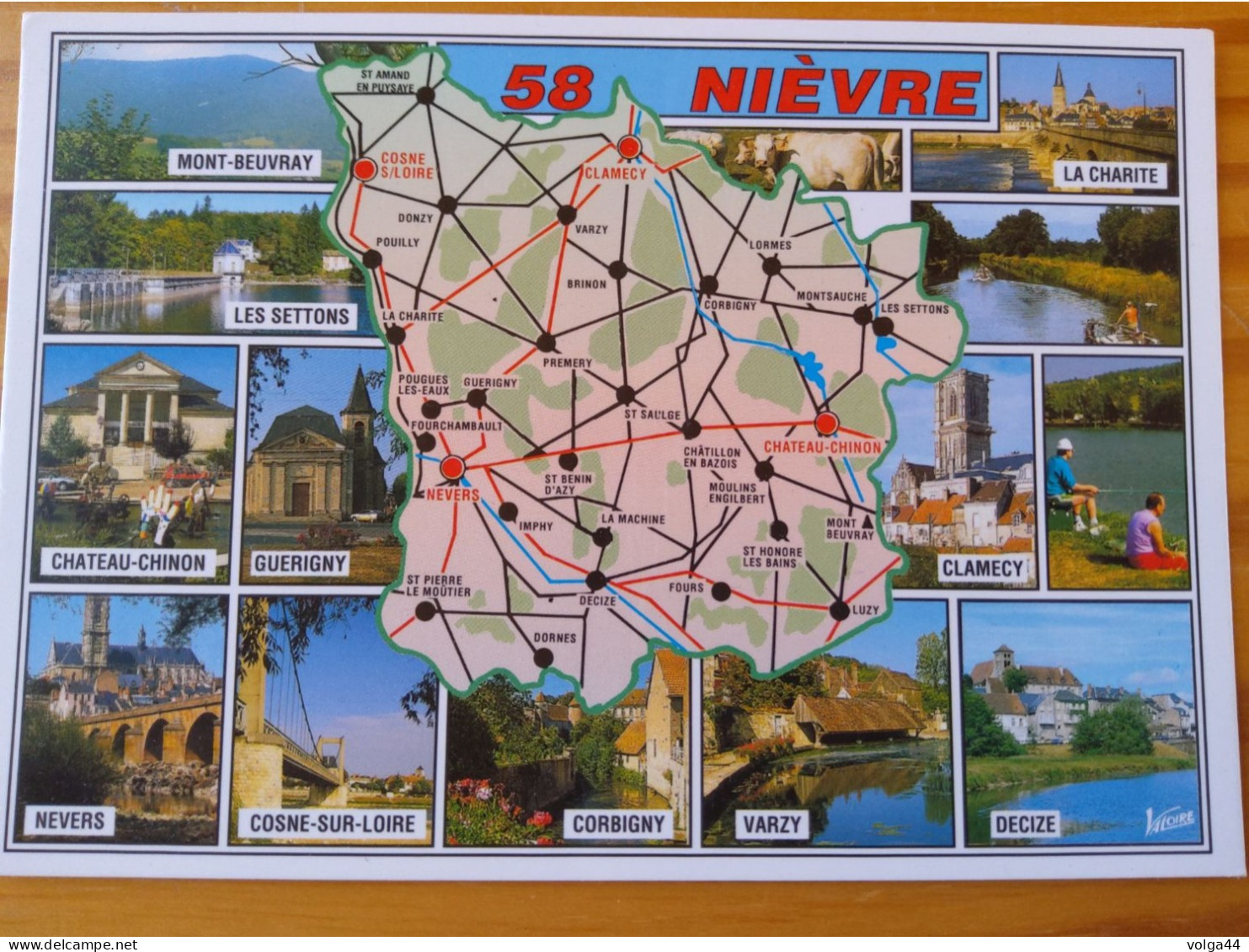 58 - NIEVRE - Carte Géographique- Contour Du Departement  Avec Multivues - Landkarten