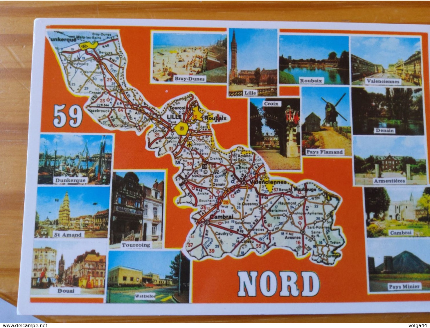 59 - NORD - Carte Géographique- Contour Du Departement  Avec Multivues - Landkarten