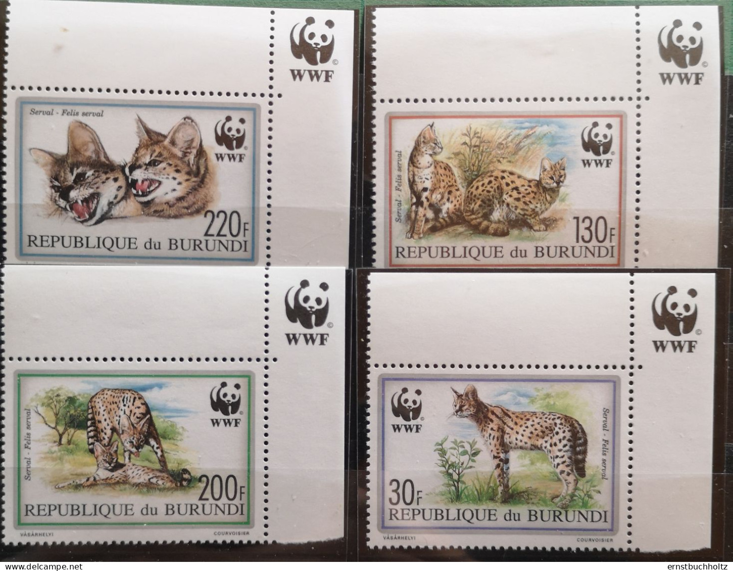 Burundi 1992 WWF Serval Mi 1758/61** Eckrand - Unused Stamps