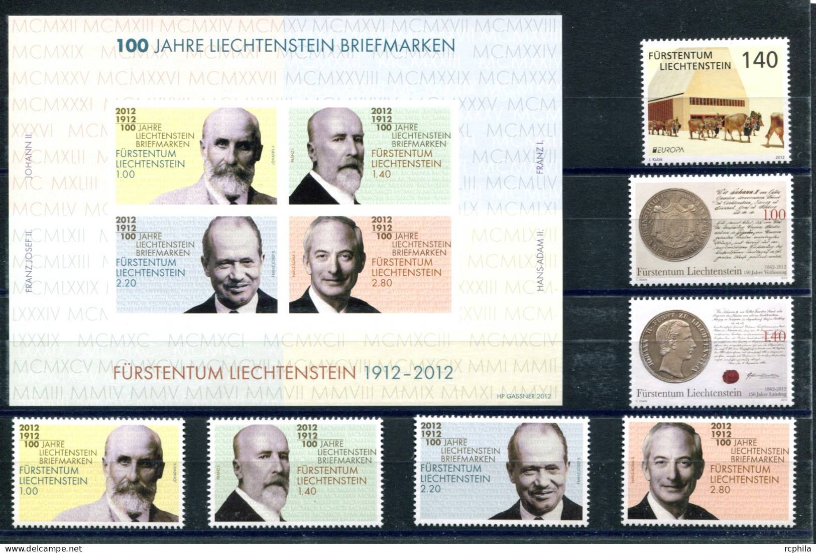 RC 27612 LIECHTENSTEIN 2012 LOT DE TIMBRES SF 21,40 VENDU EN DESSOUS DE LA FACIALE NEUFS ** MNH TB - Ungebraucht