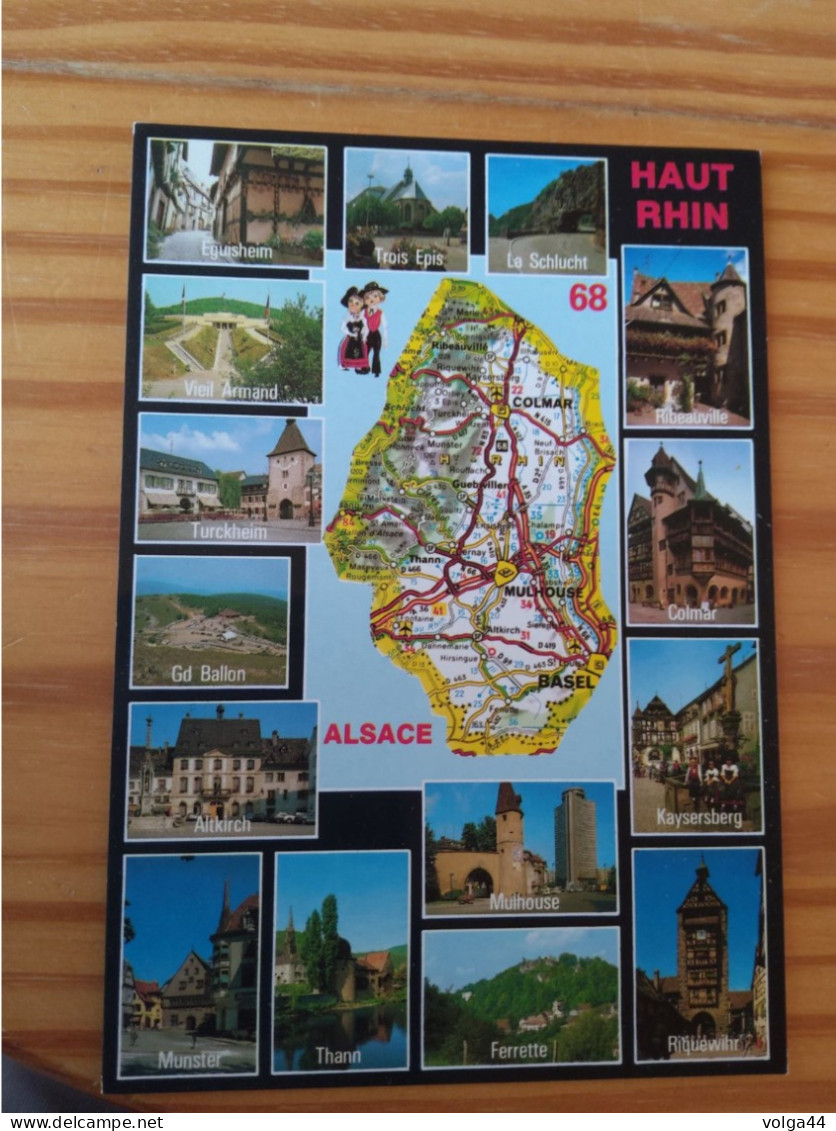 68 - HAUT RHIN - Carte Géographique- Contour Du Departement  Avec Multivues - Maps