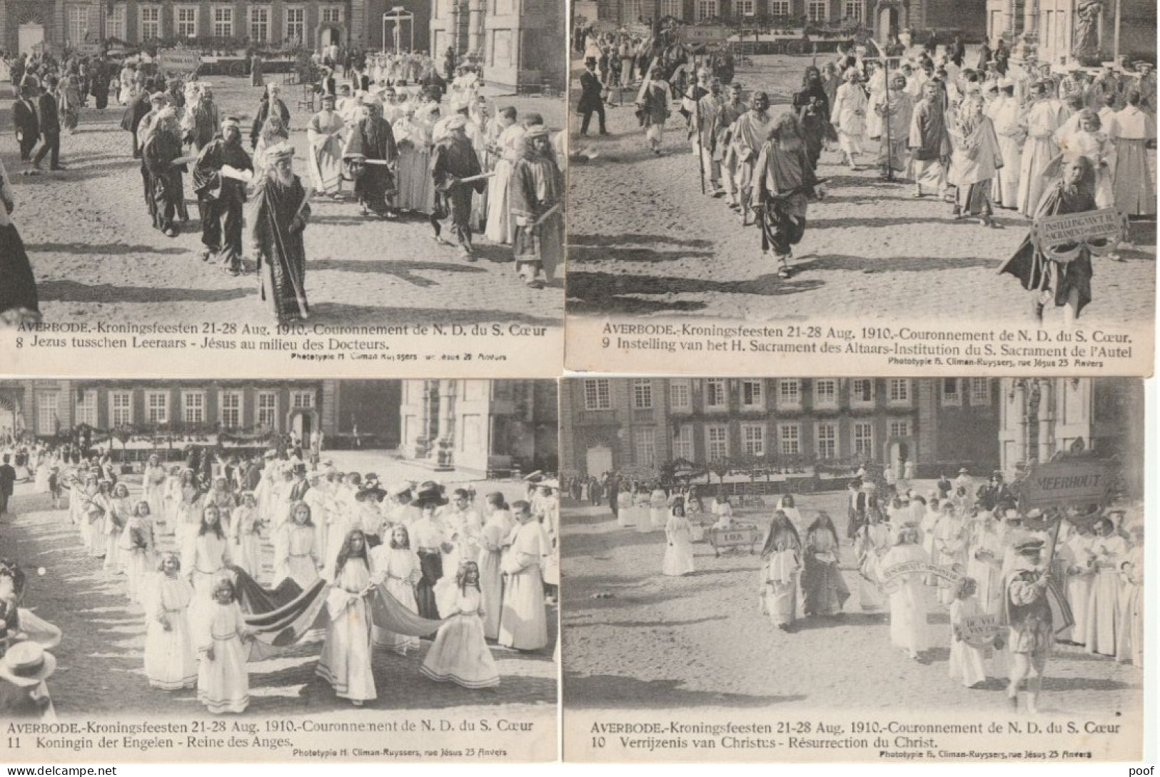 7 X Averbode : Kroningsfeesten 21-28 Aug. 1910 --- 7 Kaarten - Scherpenheuvel-Zichem