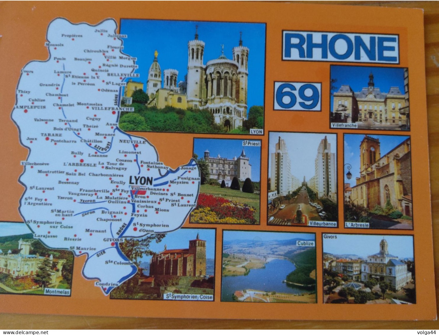 69 - LE RHONE - Carte Géographique- Contour Du Departement  Avec Multivues - Maps