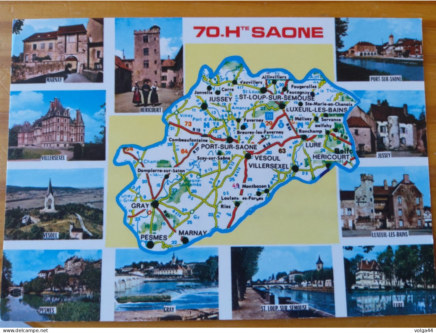 70  -HAUTE SAONE- Carte Géographique- Contour Du Departement  Avec Multivues - Landkarten