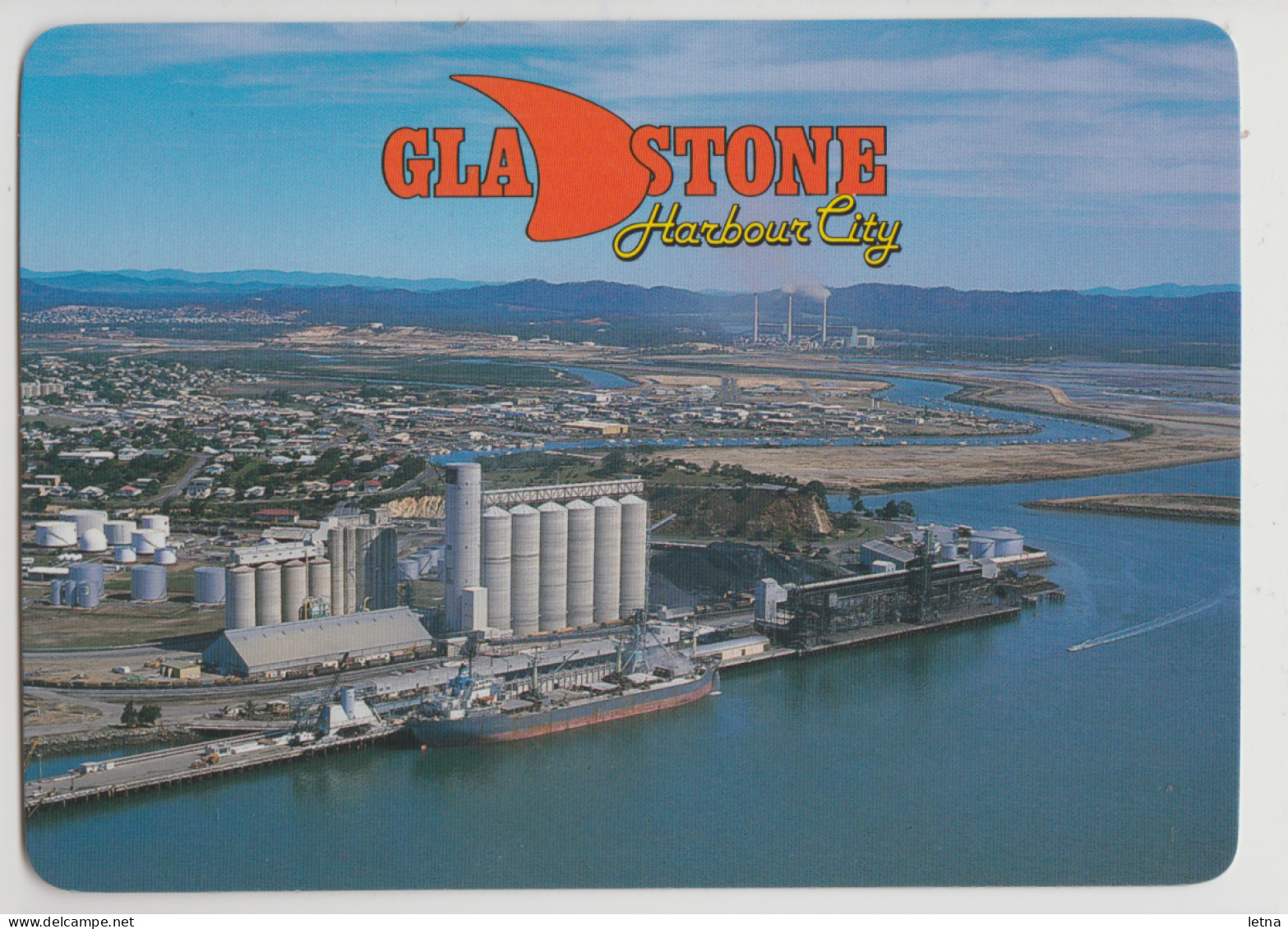 Australia QUEENSLAND QLD Aerial View Silos Shipping Port GLADSTONE TCW GL3 Postcard C1980s - Other & Unclassified