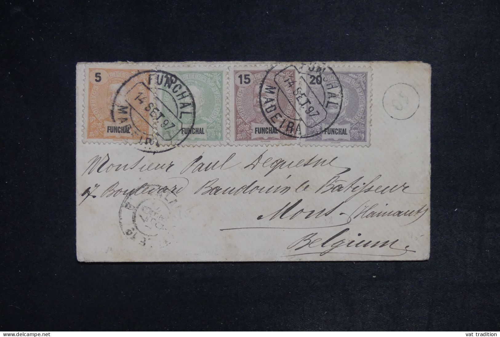 FUNCHAL - Enveloppe Pour La Belgique En 1907, Affranchissement Quadricolore - L 152424 - Funchal